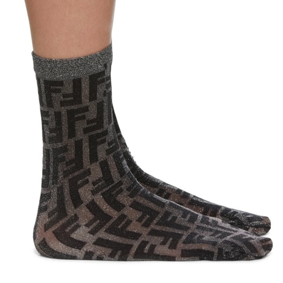 FENDI Black Short Lurex Socks
